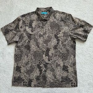 Tori Richard Men Chocolate Paisley Short Sleeve Shirt Sz XL